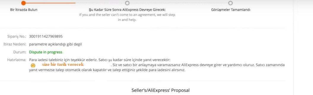 aliexpress türkçe dispute